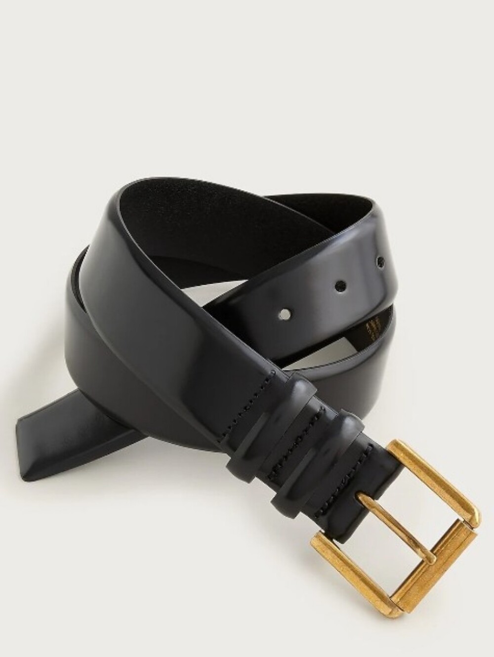 J. Crew Wide Spazzolato Leather Rollerball Buckle Belt - black - Picture 1 of 11